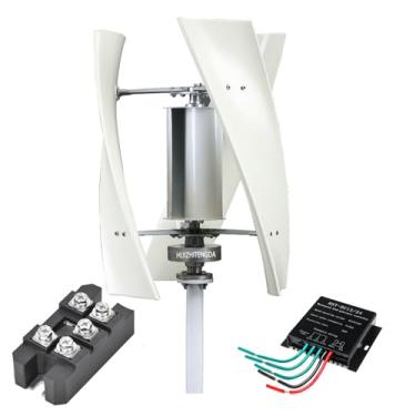 Imagem de 24v,HUIZHITENGDA Kit de Gerador de Turbina Eólica Vertical Silenciosa para Casa e Jardim de 16000W, Turbina Eólica AC Vertical Pequena Maglev Trifásica 12V-220V com Controlador MPPT