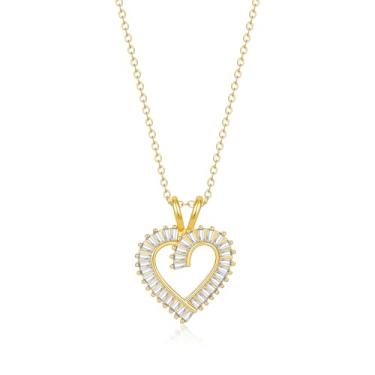 Imagem de AUMRET Colar com pingente banhado a ouro 18K, corrente de 49,5 cm, colar de pedras artificiais multiestilo, presente de aniversário, dia da valuntine, dia das mães, presentes de Natal para mulheres