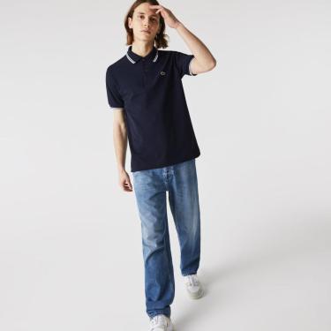 Imagem de Camisa Polo Lacoste Classic Fit em Piqué de Algodão com Detalhes Listrados Masculina-Masculino