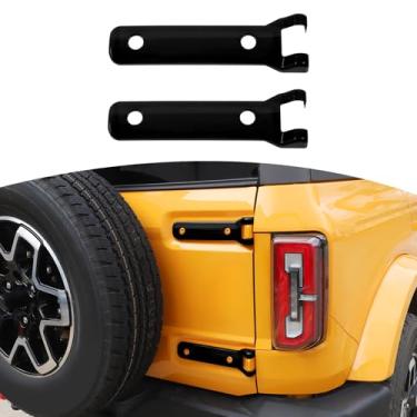 Imagem de JOSHELA Acabamento da tampa da dobradiça da porta traseira da porta traseira Bronco preto para Ford Bronco 2021-Present ABS Acessórios externos 2 peças