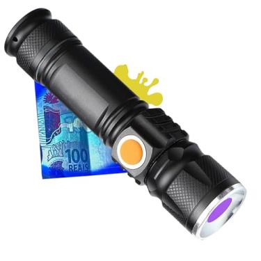 Imagem de Lanterna de Luz Negra UV - LED Ultravioleta – Detecta Mofo, Urina de Pet Gatos Cachorros, Marca de Segurança em Cédulas, Tintas Invisíveis. Recarregável e Resistênte à Água
