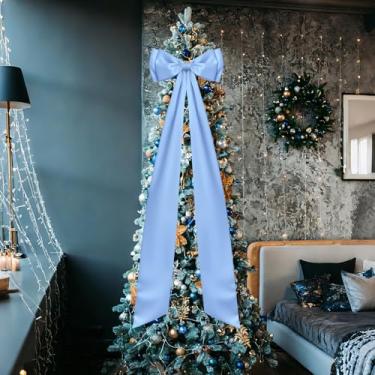 Imagem de Arco de cetim grande para decoração de parede gigante para pano de fundo, grandes arcos temáticos, decoração decorativa de casamento, chá de bebê, chá de bebê, azul