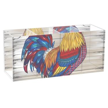 Imagem de TSENQUE Porta-lápis de mesa divertido, bonito, colorido, galo, acrílico, fofo, copo de papelaria personalizado para canetas, suporte de marcador, decoração estética de escritório