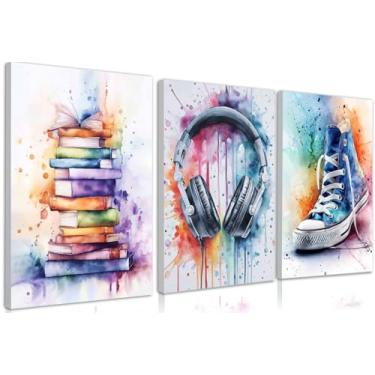 Imagem de Conjunto de 3 arte de parede para quarto de meninas adolescentes emolduradas - para quarto de meninas, sala de jogos, decoração de casa, emoldurado, 30 x 40 cm