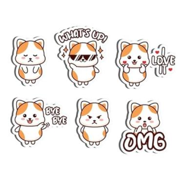 Imagem de Adesivos Kawai para Crianças Decorativos para Quarto e Cadernos Tema Gatos Emojis 50x50cm