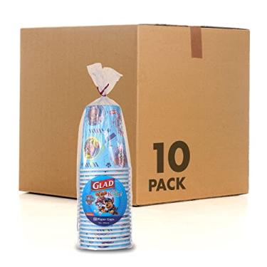 Imagem de Glad Paw Patrol Copos de papel descartáveis de 255 g para crianças - Copo pequeno resistente - Utensílios de bebida a granel para festa, aniversário, escola ou uso diário - 20 unidades, pacote com 10