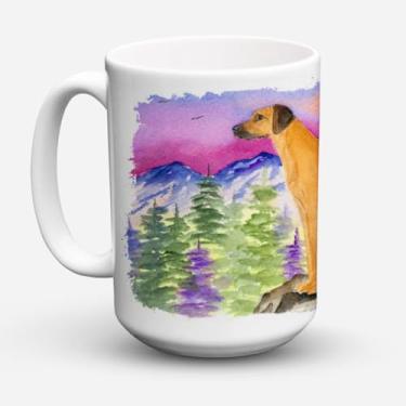 Imagem de Caroline's Treasures Caneca de café de cerâmica SS8327CM15 Rhodesian Ridgeback lavável à máquina de lavar louça, 445 ml, multicolorida
