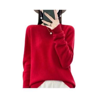 Imagem de Suéter Feminino De Lã Com Gola Redonda, Manga Longa, Tricô, Moda Versá