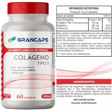 Imagem de COLÁGENO TIPO 2 NÃO DESNATURADO COM MAGNÉSIO E VITAMINA D 60 CÁPSULAS - GRANCAPS-Unissex