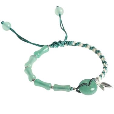 Imagem de Pulseira de corda trançada, feita à mão, bambu, articulação, amizade, pulseiras delicadas e ajustáveis, presente de boa sorte para mulheres e homens, 7.5 inch, Jade, Sem Pedra Preciosa
