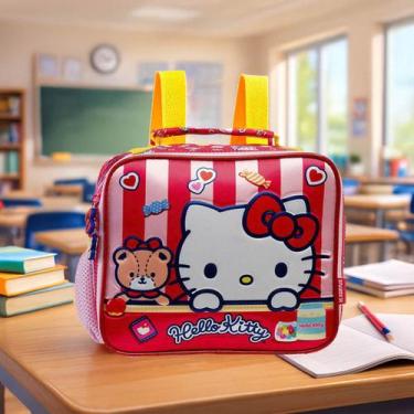 Imagem de Lancheira Térmica Escolar Infantil Hello Kitty Cetim Original Xeryus