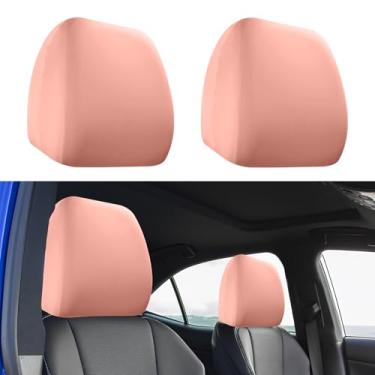 Imagem de Hbxdeco 2 peças de capa de encosto de cabeça de carro, capas de encosto de cabeça de tecido elástico macio para carros, protetor de encosto de cabeça automotivo antisujidade, capa flexível para