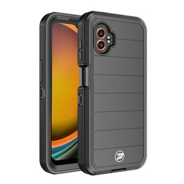 Imagem de Wireless PROTECH Capa robusta para Samsung Galaxy XCover7 Pro camada tripla TPU e PC à prova de choque de grau militar com sulco texturizado, moldura elevada para tela e câmera SM-G766 (preto/preto)