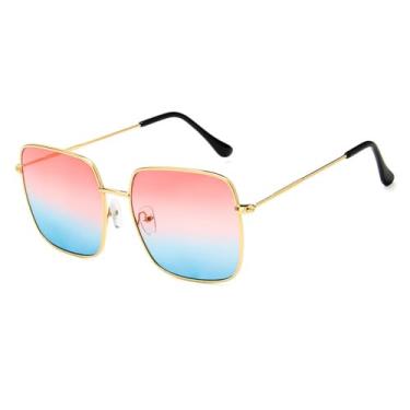 Imagem de Óculos de Sol Punk com Armação Grande em Metal e Cores Vibrantes, Proteção UV400, para Esportes ao Ar Livre, Corrida e Ciclismo, nas Cores Dourado, Vermelho e Azul. Disponíveis nas cores Dourado, Verm