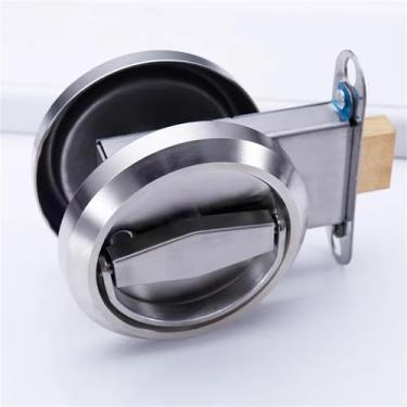 Imagem de HTNAFONI Fechaduras invisíveis de anel de puxar fechadura oculta fechadura de porta deslizante maçanetas de porta de madeira alça montada na superfície 1 peça (escovada dupla)