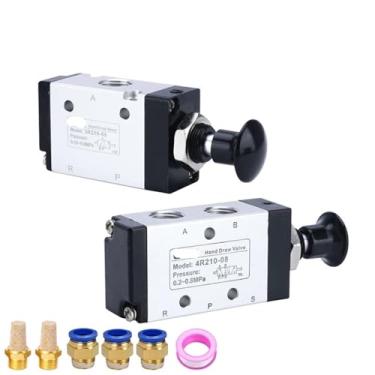 Imagem de 3R210-08 4R210-08 Interruptor de controle pneumático de inversão de válvula manual de inversão com encaixes, 3 portas, 5 posições (3R210-08, com encaixe de 8 mm)