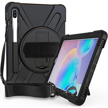 Imagem de ProCase Capa para Galaxy Tab S6 de 10,5 polegadas 2019 com suporte para caneta S (modelo SM-T860/T865/T867), capa protetora resistente à prova de choque com alça de mão com suporte giratório – preta