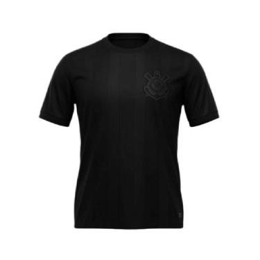 Imagem de Camisa Corinthians Dry All Black Listrada Bordado - Masculino Tamanho: