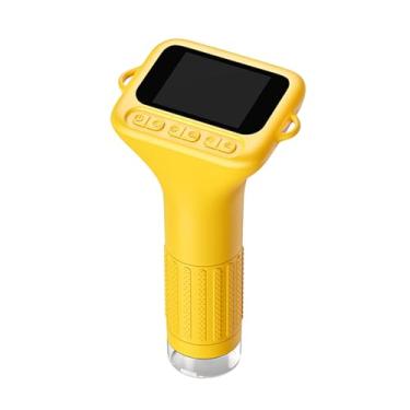 Imagem de Fockety Microscópio Infantil, Microscópio Digital Portátil de Bolso 100X a 1000X Com 8 Luzes LED e Conexão para PC Tipo C, Mini Brinquedo Educacional Científico para Meninos e Meninas (Laranja)