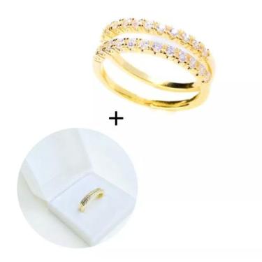 Imagem de Anéis 2 aparadores meia aliança banhado a ouro 18K - CYSEMIJOIAS, 11/1