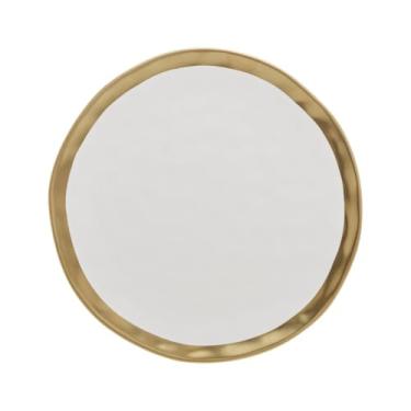 Imagem de Prato Porcelana 22cm Sobremesa Mesa Posta Servir Dubai Branco Com Dourado Restaurante Japones Luxo (2)