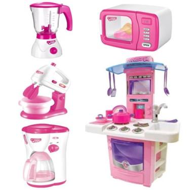 Imagem de Cafeteira Brinquedo C/ Acessórios de Cozinha Infantil Menina - Dm Toys