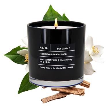 Imagem de Lulu Candles | Jasmim, Oud e Sândalo | Vela de pote de soja perfumada de luxo | Despejada à mão nos EUA | Altamente perfumada e de longa duração (255 g)