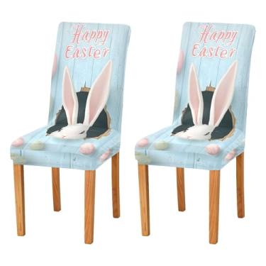 Imagem de SEHANY Lindas capas de cadeira de coelho de conto de fadas para sala de jantar, conjunto de 2, capa protetora elástica removível e lavável para cadeira de jantar para cozinha, hotel, festa, decoração