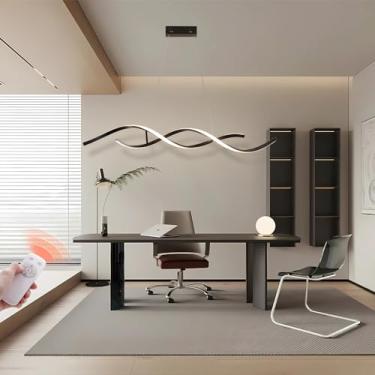 Imagem de Luminária pendente LED moderna e regulável para mesa de jantar, ilha de cozinha, com design criativo em espiral, controle remoto e altura ajustável para sala de estar, escritório ou bar (pre