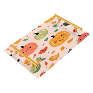 Imagem de xigua Bandeja de banheiro de abóboras de outono com alças bandeja de servir antiderrapante para mesa de centro, organizador de bancada de cabeceira bandeja de decoração de acrílico para decoração de