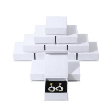 Imagem de Conjunto de caixa de presente de joias, 12 caixas de joias quadradas com enchimento de espuma de veludo dobrável para colares, brincos e anéis, caixa de presente de papel de papelão, caixa de joias de