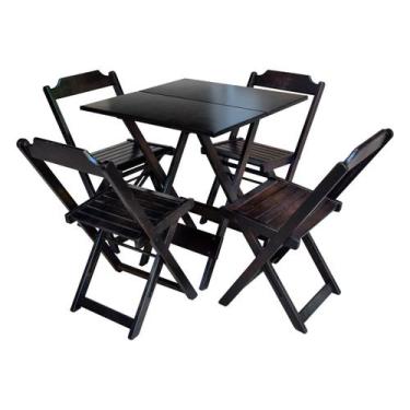 Imagem de Jogo de Mesa com 4 Cadeiras de Madeira Dobravel 60x60 Ideal para Bar e