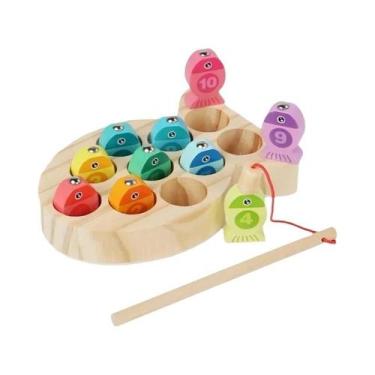 Imagem de Jogo De Pesca De Madeira Montessori Para Crianças, Brinquedo Educativo