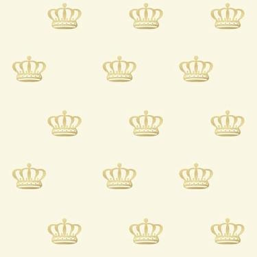 Imagem de Papel de Parede Adesivo Infantil Com Coroas Fundo Bege 5m