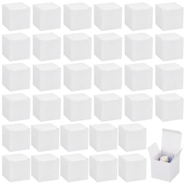 Imagem de BENECREAT 80 caixas de presente brancas, caixas de papel kraft de 5 x 5 cm com tampas, caixa de presente de papelão para velas, presentes de casamento, aniversário fácil