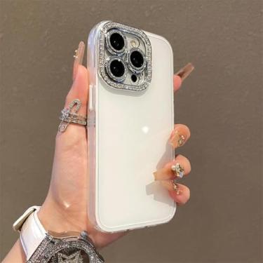Imagem de HTVJFX Capa de celular com proteção de lente e câmera colorida para iPhone 15 (para iPhone 15/Branco)