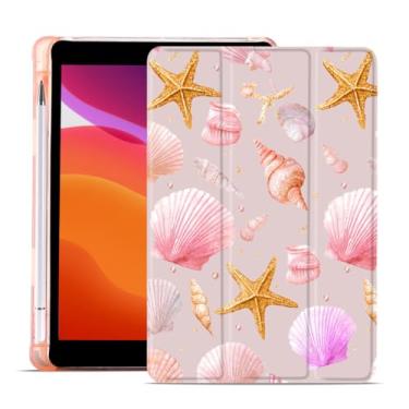 Imagem de MAYCARI Capa Ocean Pink Conch Shells para iPad mini A17 Pro 8,3 polegadas 2024, iPad mini 21.1 cm 6ª geração 2021 capa com suporte para lápis, capa de silicone TPU macio e fino design fofo