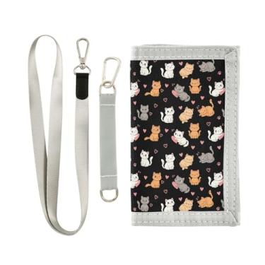 Imagem de CEBUGI Carteiras de desenho animado de gatos fofos para meninos e meninas de 6 a 18 anos, crianças com três dobras, bolso para moedas com zíper, carteiras para meninos, Natal, Dia das Bruxas