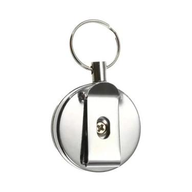 Imagem de Porta-Crachá Retrátil De Metal Com Clipe De Cinto E Anel De Chave, Ree