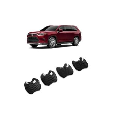 Imagem de GZBFTDH Acabamento da tampa da moldura do puxador da porta lateral compatível com Toyota New Grand Highlander 2024 2025 2026, acessórios de acabamento de tampa de maçaneta de porta (fibra de carbono)