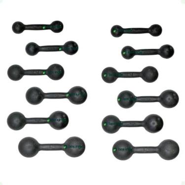 Imagem de Kit Halteres de Ferro Fundido Pintado - Pares de 500g, 1, 2, 3, 4 e 5 