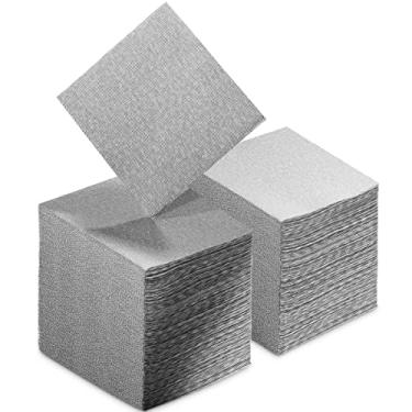Imagem de Guardanapos de coquetel descartáveis tipo pano, pacote com 200 guardanapos de papel para bebida pontilhada preta com toque de linho para bar, café, casamento ou festa