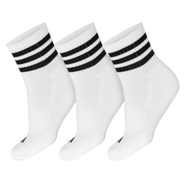 Imagem de Meia Adidas Cano Médio Três Listras Pack Com 3 Pares Branco-P