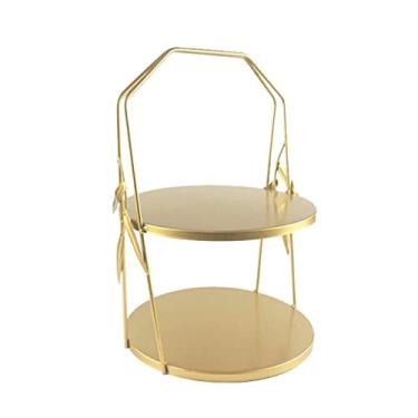 Imagem de Suporte de bolo duplo redondo para sobremesa, buffet, frutas, buffet, lanche, utensílios de mesa, adequado para casamento, festa de aniversário, chá da tarde, suporte de cupcake (A)