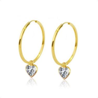 Imagem de Brincos Argola De Ouro 18k Com Zircônia 5mm - Paulistana Joias, Branco