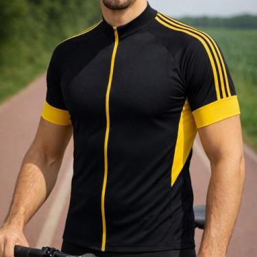 Imagem de Camisa de Ciclismo Masculina MTB Dry Fit UV30 Zíper Frontal Manga Curt