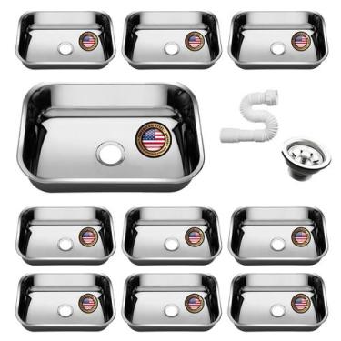 Imagem de Kit 10 Cubas Inox 430 Pia De Cozinha 47x30x14 Caixa Atacado - American