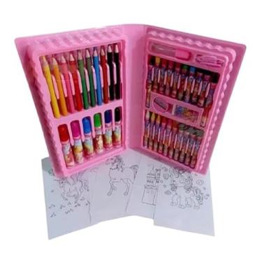 Imagem de Estojo Material Escolar Maleta 48/68/86/150/208 Peças Completo Grande (ROSA)