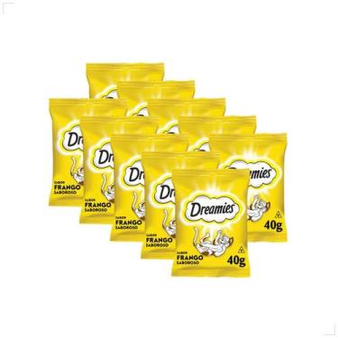 Imagem de Kit 10 Petisco Dreamies para Gatos Adultos 40 g Sabor:Queijo, Frango