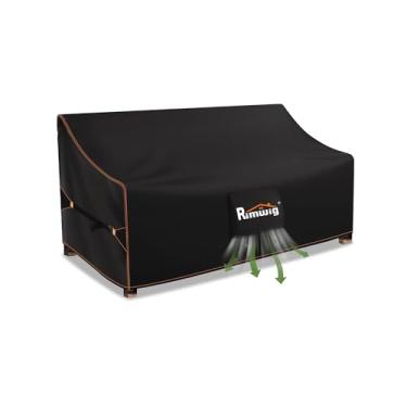 Imagem de Rimwig Capa de sofá à prova d'água de tecido Oxford 210D com alças à prova de vento, proteção à prova de poeira para móveis, 180 x 76 x 89 cm, serve para a maioria dos namoradeiras ao ar livre